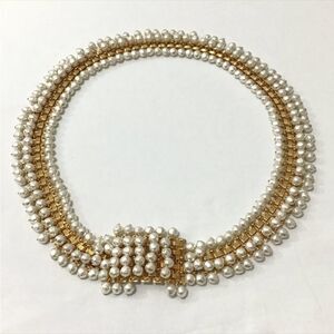 Dior Vintage 70’S Gold Plated Pearl Embellished Statement Belt
